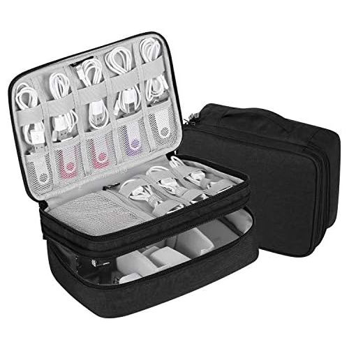  [아마존베스트]BUBM Travel Electronic Organizer, Double Layer Gadget Storage Bag for Cables, Cord, USB Flash Drive, Power Bank and More-a Sleeve Pouch