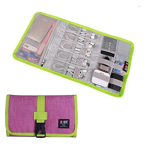  [아마존베스트]Travel Organizer, BUBM Cable Bag/USB Drive Shuttle Case/Electronics Accessory Organizer-Rose Red