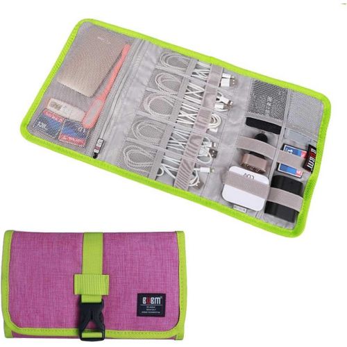  [아마존베스트]Travel Organizer, BUBM Cable Bag/USB Drive Shuttle Case/Electronics Accessory Organizer-Rose Red