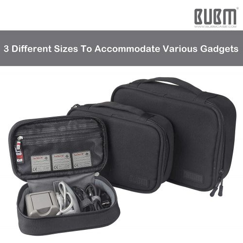  [아마존베스트]BUBM CableOrganizerBag 3pcs Electronics Travel Organizer for Hard Drives, Cables, Phone, USB, SD Card（2 Year Warranty）