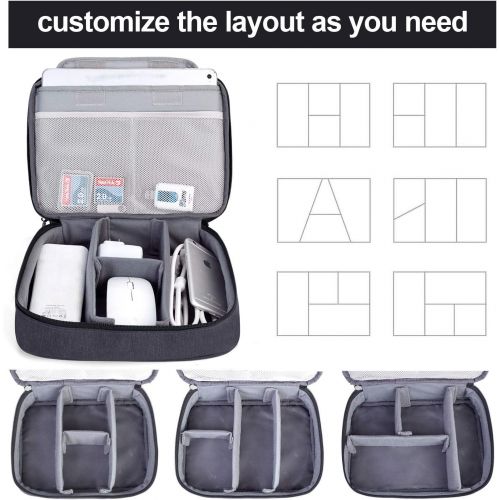  [아마존베스트]BUBM Electronic Organizer, Double Layer Travel Accessories Storage Bag for Cord, Adapter, Battery, Camera and More-a Sleeve Pouch for iPad or up to 9.7 Tablet(Large, Black)