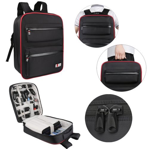  [아마존베스트]BUBM Waterproof Game backpack Travel Carrying Case Storage Bag for PlayStation 4 Pro System and Accessories Fits PS4 Xbox Model Black
