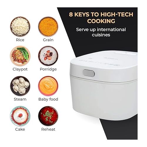  Buffalo White IH SMART COOKER, Rice Cooker and Warmer, 1 L, 5 cups of rice, Non-Coating inner pot, Efficient, Multiple function, Induction Heating (5 cups)