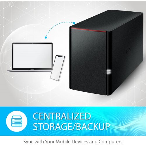  BUFFALO LinkStation 220 12TB NAS Home Office Private Cloud Data Storage with HDD Hard Drives Included/Computer Network Attached Storage/NAS Storage/Network Storage/Media Server