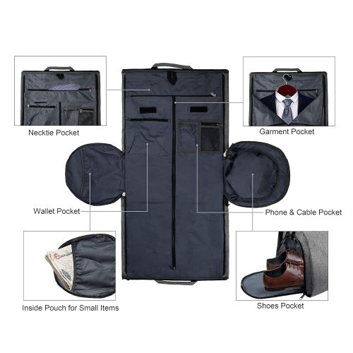  BUG 2 in 1 Carry-on Suit Garment Bag Business Trip Travel Weekend Duffle Bag Convertible Foldable