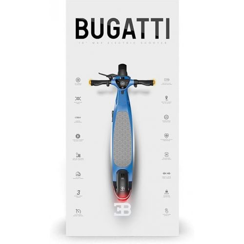  Bugatti - Electric Scooter - with LED Lights, Rear Brakes and Suspension & 10-Inch Wheels, Turn Signals Support on Front & Back - Escooter with Range of 30 to 37 Miles