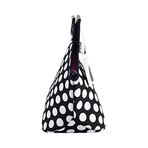  [아마존베스트]BUILT LB31-BBW Gourmet Getaway Soft Neoprene Lunch Tote Bag - Lightweight, Insulated and Reusable, Big Dot Black & White