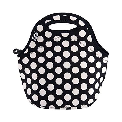  [아마존베스트]BUILT LB31-BBW Gourmet Getaway Soft Neoprene Lunch Tote Bag - Lightweight, Insulated and Reusable, Big Dot Black & White