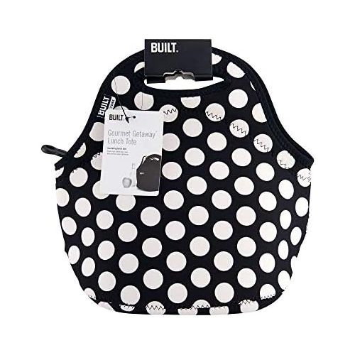  [아마존베스트]BUILT LB31-BBW Gourmet Getaway Soft Neoprene Lunch Tote Bag - Lightweight, Insulated and Reusable, Big Dot Black & White