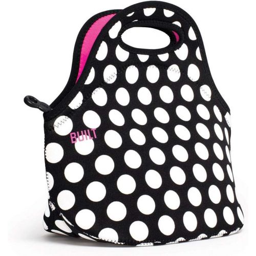  [아마존베스트]BUILT LB31-BBW Gourmet Getaway Soft Neoprene Lunch Tote Bag - Lightweight, Insulated and Reusable, Big Dot Black & White