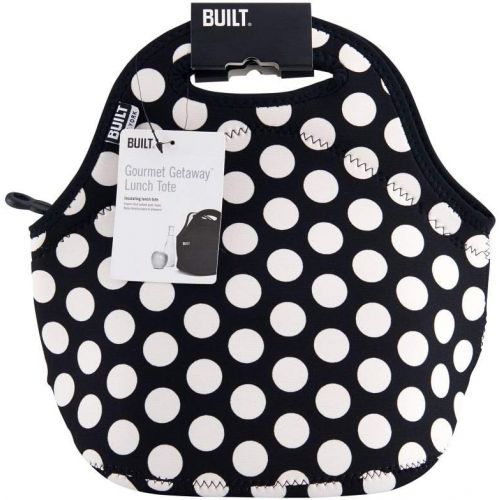  [아마존베스트]BUILT LB31-BBW Gourmet Getaway Soft Neoprene Lunch Tote Bag - Lightweight, Insulated and Reusable, Big Dot Black & White