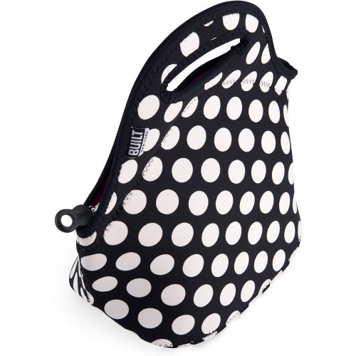  [아마존베스트]BUILT LB31-BBW Gourmet Getaway Soft Neoprene Lunch Tote Bag - Lightweight, Insulated and Reusable, Big Dot Black & White