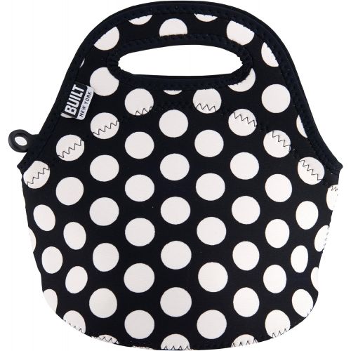  [아마존베스트]Built BUILT LB10-BBW Gourmet Getaway Mini Soft Neoprene Lunch Tote Bag-Lightweight, Insulated and Reusable, Snack, Big Dot Black & White