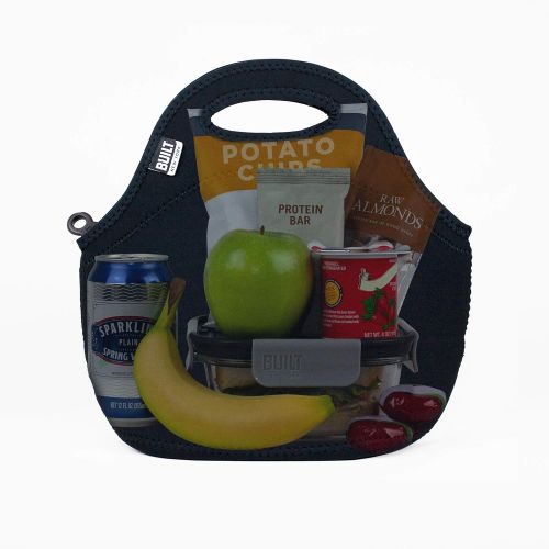  BUILT Gourmet Getaway Soft Neoprene Lunch Tote Bag - Lightweight, Insulated and Reusable Black LB31-BLK