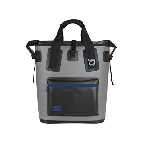  BUILT Welded Soft Portable Backpack Cooler with Wide Mouth Opening - Insulated and Leak-Proof Gray 5233505