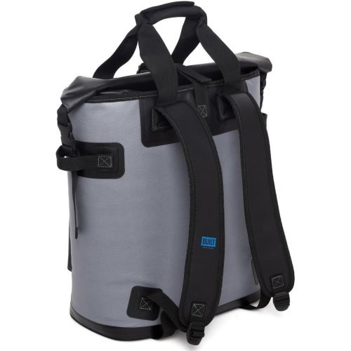  BUILT Welded Soft Portable Backpack Cooler with Wide Mouth Opening - Insulated and Leak-Proof Gray 5233505