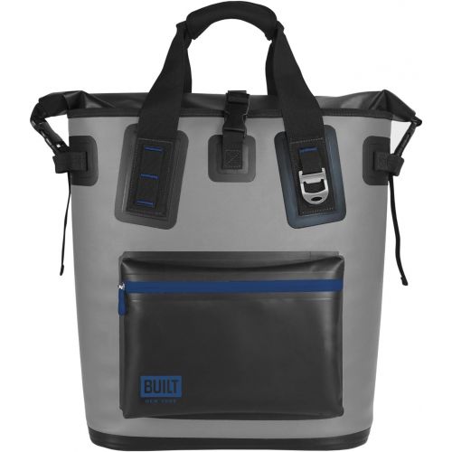  BUILT Welded Soft Portable Backpack Cooler with Wide Mouth Opening - Insulated and Leak-Proof Gray 5233505