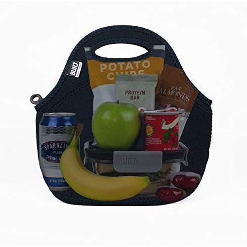  BUILT LB31-BLK Gourmet Getaway Soft Neoprene Lunch Tote Bag - Lightweight, Insulated and Reusable, One Size, Black