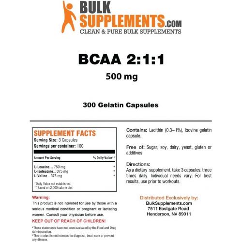  BCAA Branched Chain Essential Amino Acids Powder by BulkSupplements | 2:1:1 Instantized Formula | PrePost Workout Bodybuilding Supplement | Boost Muscle Growth (5 kilograms)