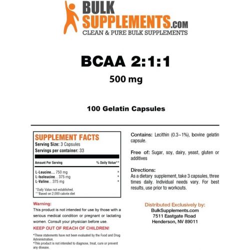  BCAA Branched Chain Essential Amino Acids Powder by BulkSupplements | 2:1:1 Instantized Formula | PrePost Workout Bodybuilding Supplement | Boost Muscle Growth (5 kilograms)