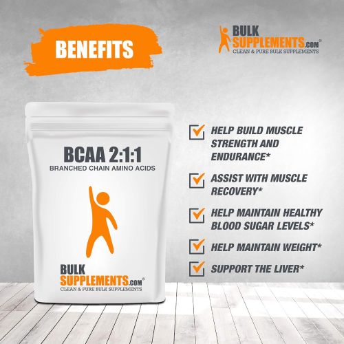  BCAA Branched Chain Essential Amino Acids Powder by BulkSupplements | 2:1:1 Instantized Formula | PrePost Workout Bodybuilding Supplement | Boost Muscle Growth (5 kilograms)