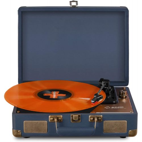  BULUMO Vinyl Record Player 3 Speed Bluetooth Turntable with Built-in Stereo Speakers Belt-Driven Vintage LP Phonograph Portable Suitcase, with RCA Line Out, AUX in, USB Recording, Include