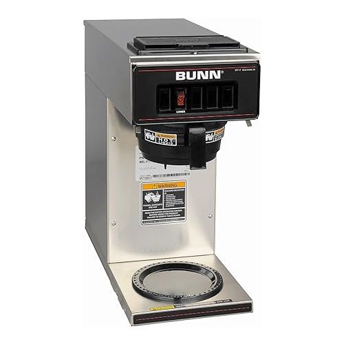  BUNN 13300.0001 VP17-1SS Pourover Coffee Brewer with 1-Warmer, Stainless Steel, Silver, Standard