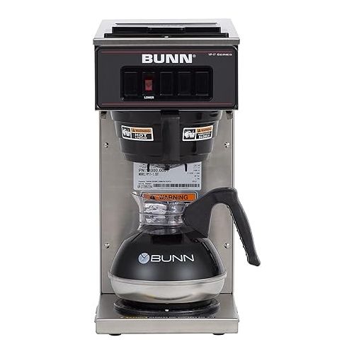 BUNN 13300.0001 VP17-1SS Pourover Coffee Brewer with 1-Warmer, Stainless Steel, Silver, Standard