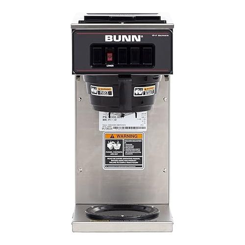  BUNN 13300.0001 VP17-1SS Pourover Coffee Brewer with 1-Warmer, Stainless Steel, Silver, Standard