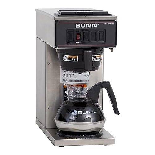  BUNN 13300.0001 VP17-1SS Pourover Coffee Brewer with 1-Warmer, Stainless Steel, Silver, Standard