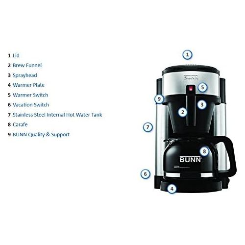  BUNN BT Velocity Brew 10-Cup Thermal Carafe Home Coffee Brewer, Black