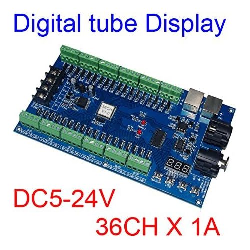  [아마존베스트]BUNTE-DE 36 Channel 12 Group DMX512 Decoder Controller 36CH RGB Output Digital Tube Display For LED Strip Light RGB Dump Node DC5-24V