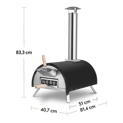  [아마존베스트]Burnhard Nero outdoor pizza oven, stainless steel, including Pizza spatula and pizza stone, high-quality pizza oven, premium wood stove suitable for the garden and outdoors, pellet