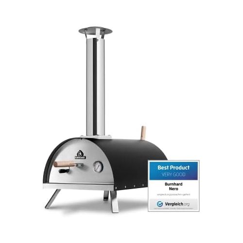  [아마존베스트]Burnhard Nero outdoor pizza oven, stainless steel, including Pizza spatula and pizza stone, high-quality pizza oven, premium wood stove suitable for the garden and outdoors, pellet