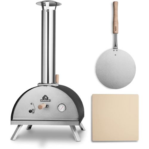  [아마존베스트]Burnhard Nero outdoor pizza oven, stainless steel, including Pizza spatula and pizza stone, high-quality pizza oven, premium wood stove suitable for the garden and outdoors, pellet