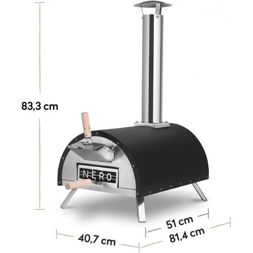  [아마존베스트]Burnhard Nero outdoor pizza oven, stainless steel, including Pizza spatula and pizza stone, high-quality pizza oven, premium wood stove suitable for the garden and outdoors, pellet