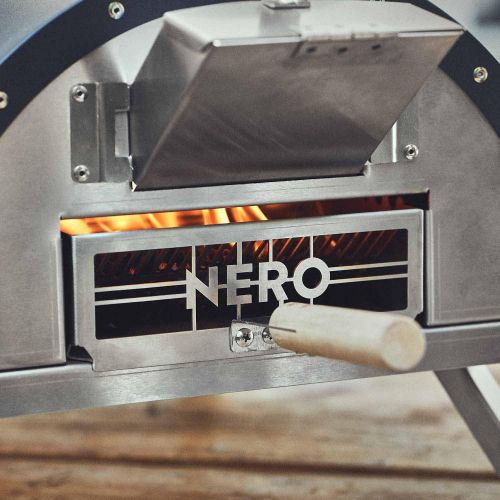  [아마존베스트]Burnhard Nero outdoor pizza oven, stainless steel, including Pizza spatula and pizza stone, high-quality pizza oven, premium wood stove suitable for the garden and outdoors, pellet