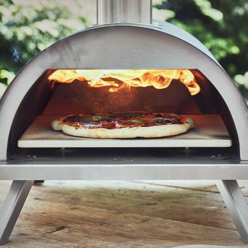  [아마존베스트]Burnhard Nero outdoor pizza oven, stainless steel, including Pizza spatula and pizza stone, high-quality pizza oven, premium wood stove suitable for the garden and outdoors, pellet