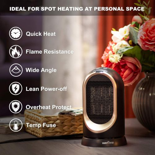  [아마존베스트]BUSYPIGGY Portable Electric Space Heater, ETL Certified Ceramic Heater with Thermostat, Oscillating Heater with Tip-Over and Overheat Auto Shut Off, Safe for Office Room Desk Indoo