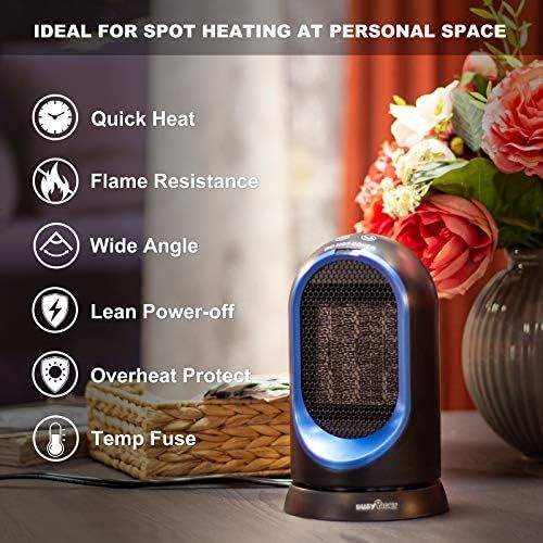  BUSYPIGGY Portable Electric Space Heater, ETL Certified Ceramic Personal Foot Heater , Oscillating Heater with Tip-Over and Overheat Auto Shut Off, Safe for Office Room Desk Indoor