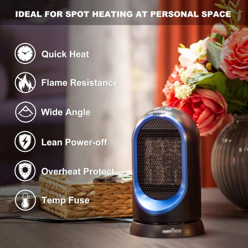  BUSYPIGGY Portable Electric Space Heater, ETL Certified Ceramic Personal Foot Heater , Oscillating Heater with Tip-Over and Overheat Auto Shut Off, Safe for Office Room Desk Indoor