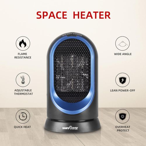  BUSYPIGGY Electric Space Heater,ETL Certified Ceramic Space Heater,Personal Foot Heater, Tip Over and Overheat Protection 600W PTC Ceramic Mini Heater ，Safety Small Heat for Office, Desk, Be