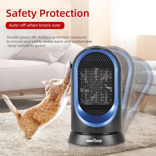  BUSYPIGGY Electric Space Heater,ETL Certified Ceramic Space Heater,Personal Foot Heater, Tip Over and Overheat Protection 600W PTC Ceramic Mini Heater ，Safety Small Heat for Office, Desk, Be