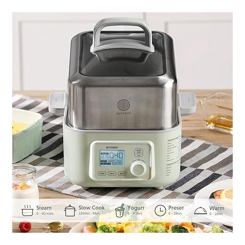  BUYDEEM G553 5-Quart Electric Food Steamer for Cooking, One Touch Vegetable Steamer, Digital Multifunctional Steamer, Quick Steam in 60s, Stainless Steel Steamer Tray, No Stew Pots Included