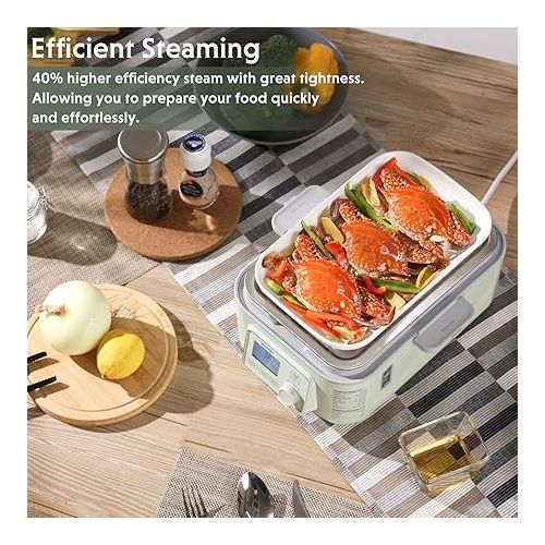  BUYDEEM G553 5-Quart Electric Food Steamer for Cooking, One Touch Vegetable Steamer, Digital Multifunctional Steamer, Quick Steam in 60s, Stainless Steel Steamer Tray, No Stew Pots Included