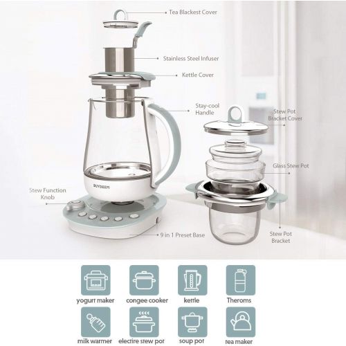  [아마존 핫딜] [아마존핫딜]BUYDEEM Buydeem K2683 Health-Care Beverage Tea Maker and Kettle, 9-in-1 Programmable Brew Cooker Master, 1.5 L, Gray