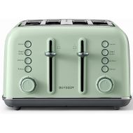 Buydeem DT-6B83G 4-Slice ToasterExtra Wide SlotsRetro Pastel Green Stainless Steel with High Lift Lever, Bagel and Muffin Function, 7-Shade Settings in Vintage Turquoise, Light T