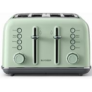 [아마존베스트]BUYDEEM DT-6B83 4-Slice Toaster, Extra Wide Slots, Retro Stainless Steel with High Lift Lever, Bagel and Muffin Function, Removal Crumb Tray, 7-Shade Settings (Cozy Greenish)