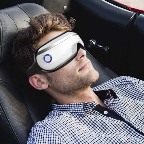 BUYES Eye Massager with Air Pressure, Music, Vibration intelligent Eyes Massager with Heat Compression Therapy, Wireless Rechargeable Foldable Temple Massager for Headaches, Eye Care, Dr