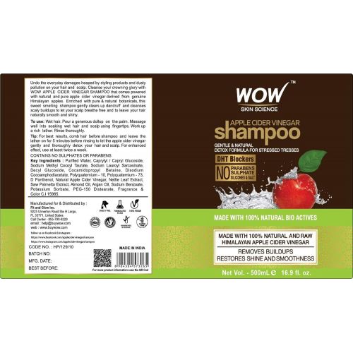  BUYWOW WOW Apple Cider Vinegar Shampoo & Hair Conditioner Set - (2 x 16.9 Fl Oz / 500mL) - Increase Gloss,...